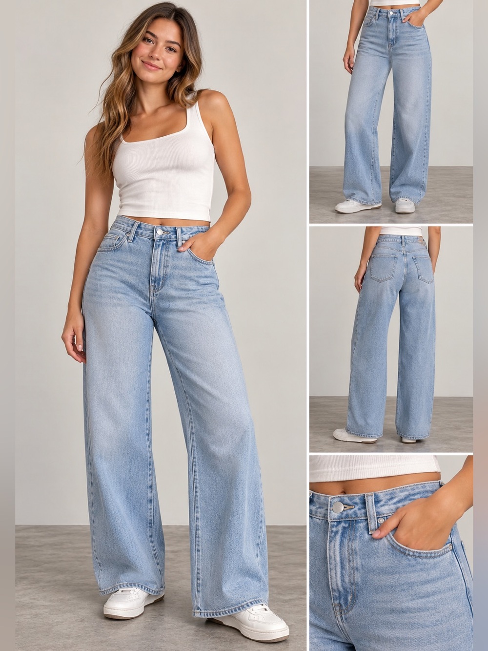 Aeropostale High Rise Wide Leg Jeans Size 14 NWT Light Wash